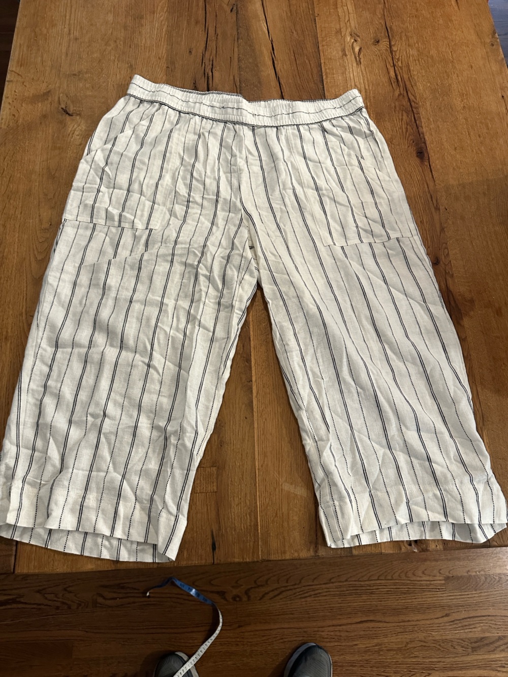 land ‘n sea wide leg cropped linen blend pants